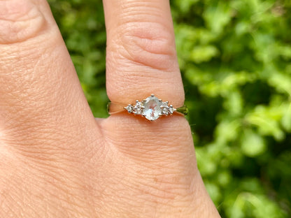 9ct Gold Aquamarine & Diamond Ring