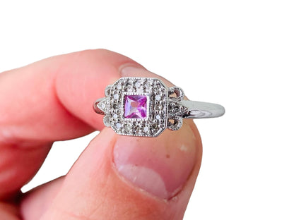9ct Gold Pink Sapphire & Diamond Ring