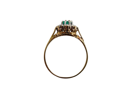 Vintage 9ct Gold Emerald & Diamond Ring