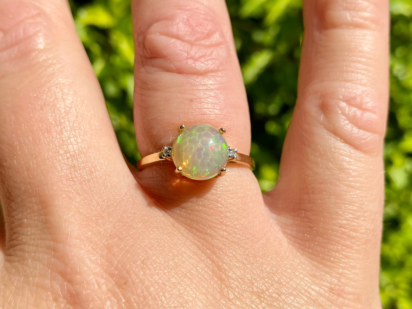 9ct Gold Opal & Diamond Ring