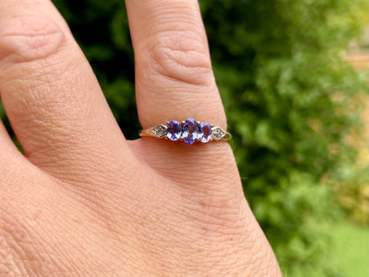 9ct Gold Tanzanite & Diamond Ring