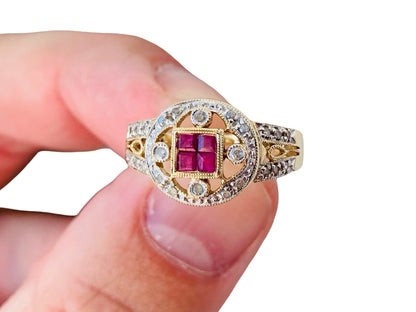 9ct Gold Ruby & Diamond Ring