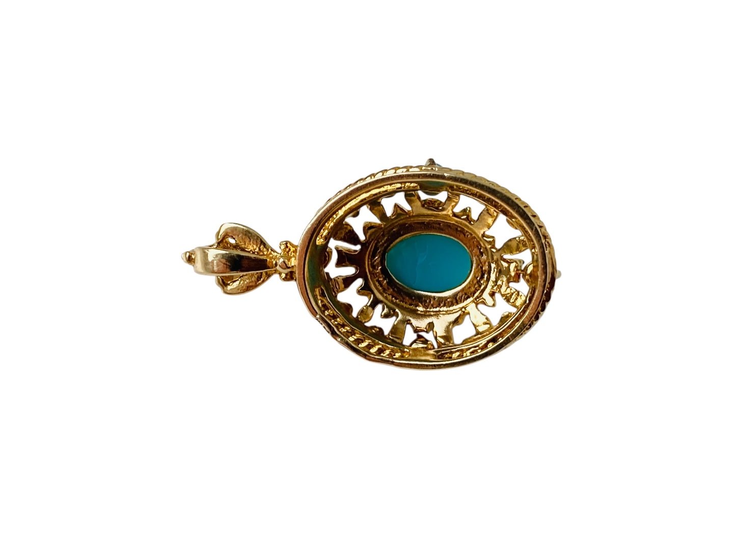 Vintage 9ct Gold Turquoise Pendant