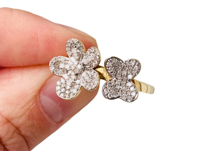 9ct Gold Diamond Flower & Butterfly Ring