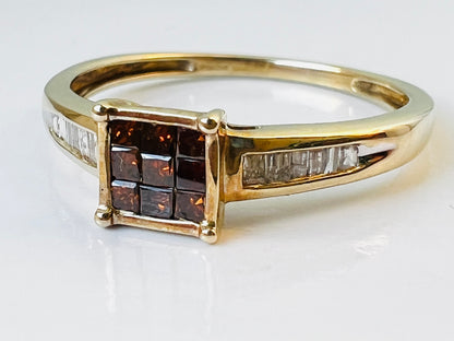 9ct Gold Red & White Diamond Ring