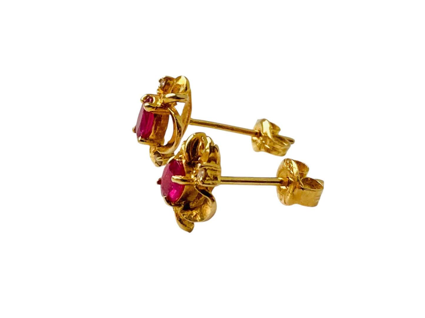 14ct Gold Ruby & Diamond Earrings