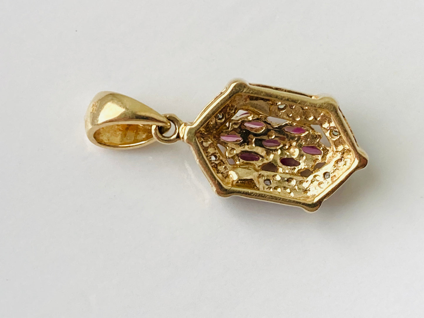 9ct Gold Pink Sapphire & Diamond Pendant