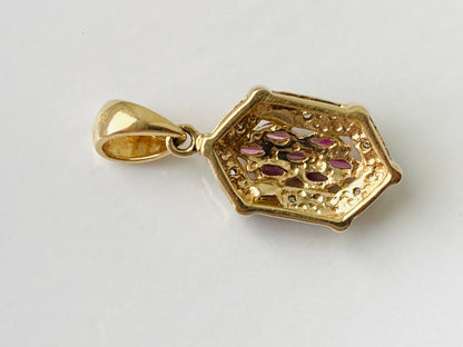 9ct Gold Pink Sapphire & Diamond Pendant