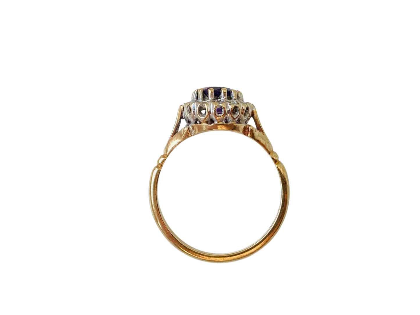 Vintage 9ct Gold Amethyst & Diamond Ring