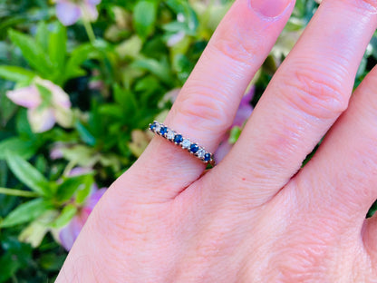 Vintage 9ct Gold Sapphire & Diamond Ring