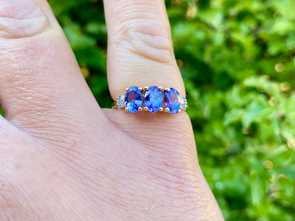 9ct Gold Tanzanite & Diamond Ring