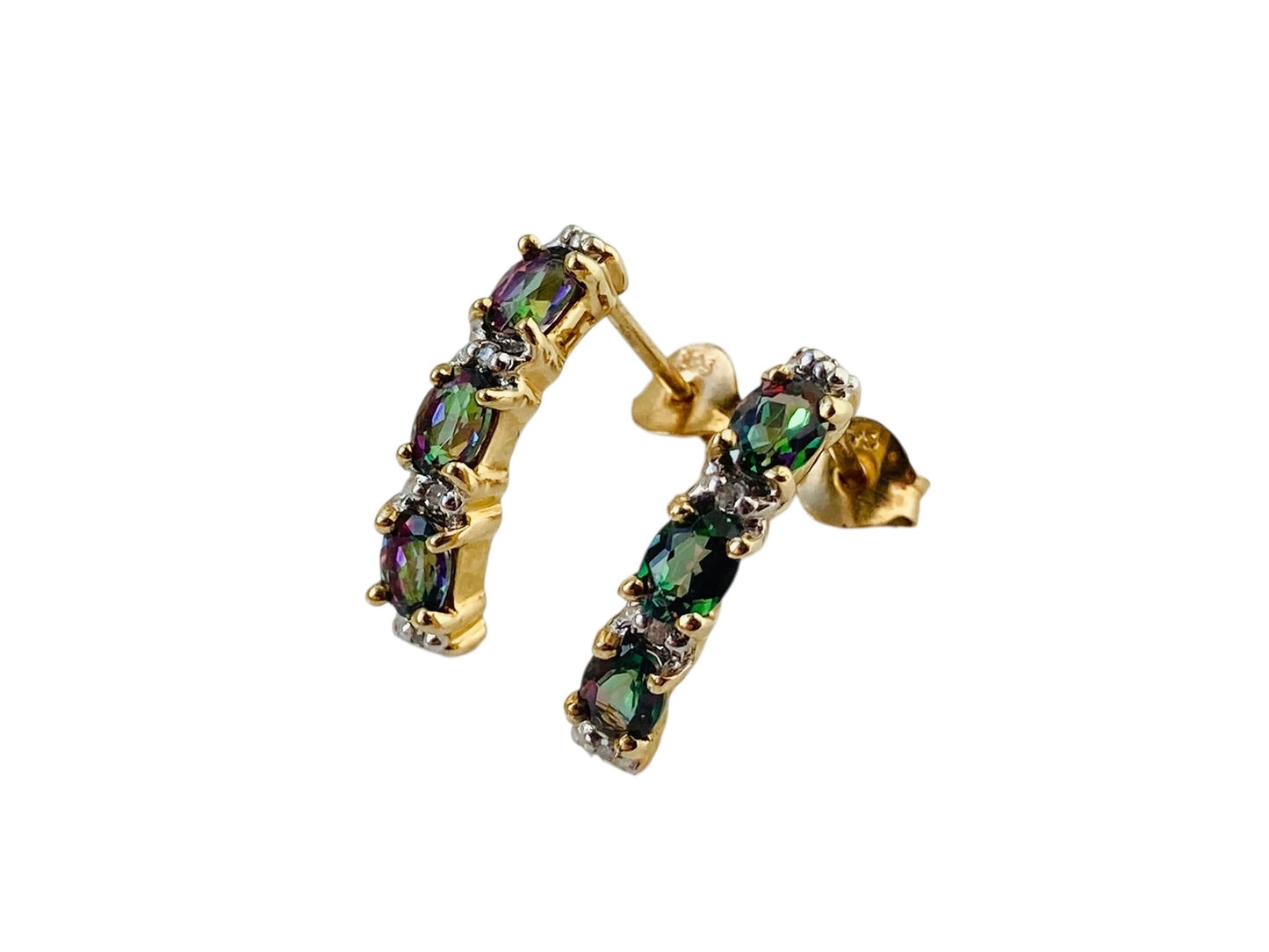 9ct Gold Mystic Topaz & Diamond Earrings