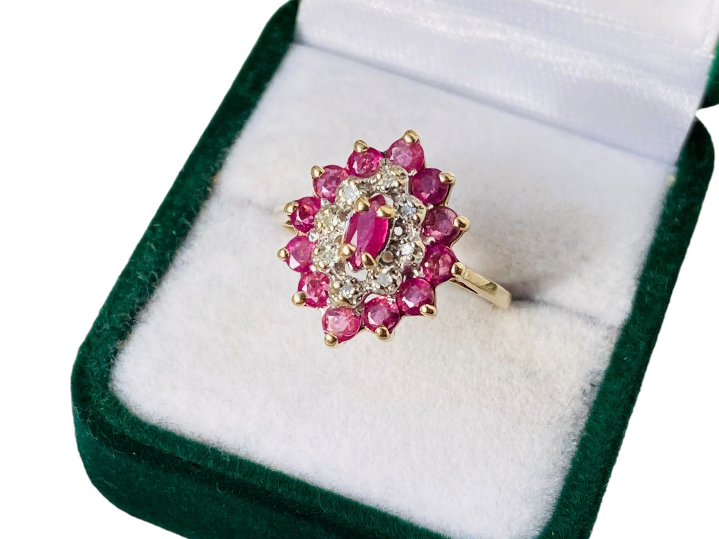 Vintage 9ct Gold Ruby & Diamond Ring