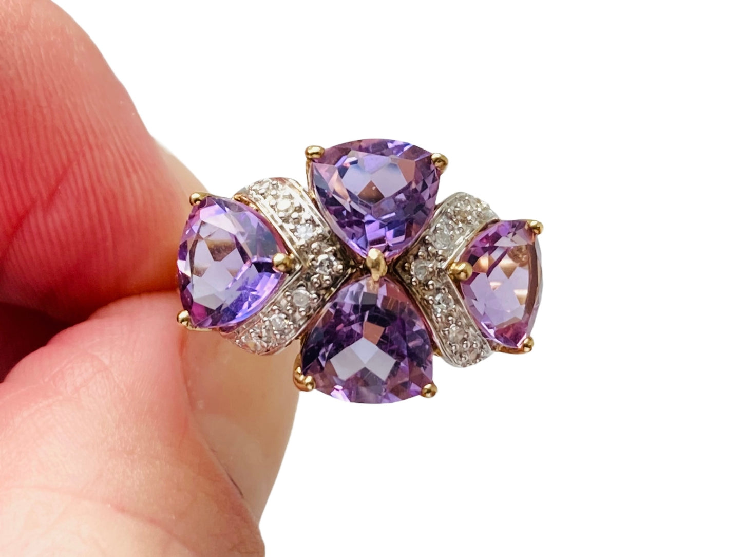 9ct Gold Amethyst & Diamond Ring