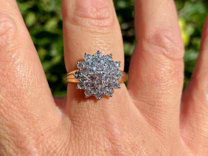 9ct Gold Aquamarine Cluster Ring