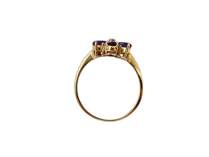 9ct Gold Amethyst & Diamond Ring