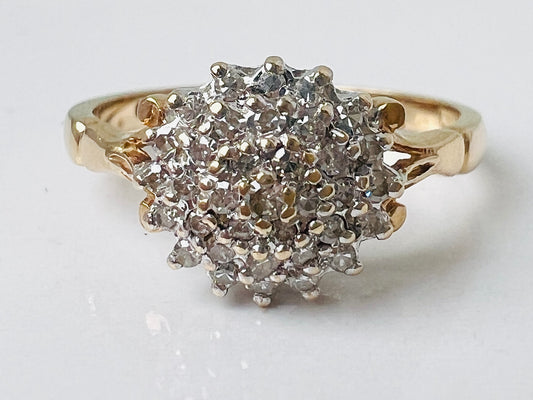 Vintage 9ct Gold Diamond Cluster Ring