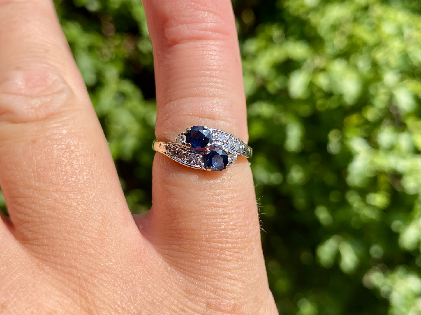 Vintage 9ct Gold Sapphire & Diamond Ring