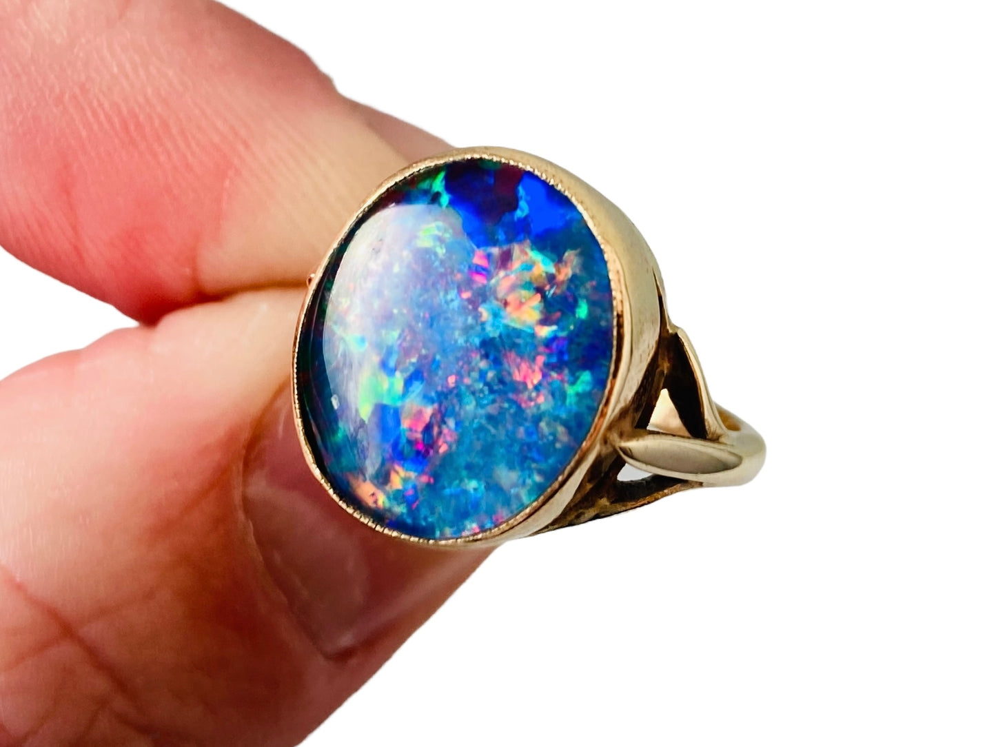 Vintage 9ct Gold Opal Triplet Ring