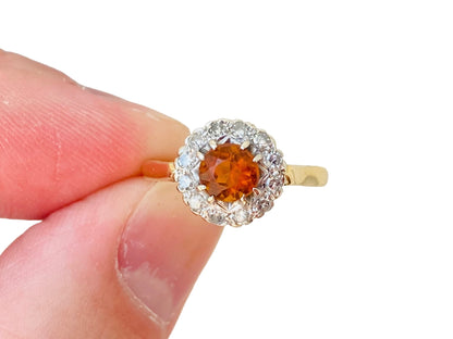 18ct Gold Citrine & Diamond Ring