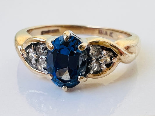 9ct Gold Sapphire & Diamond Ring