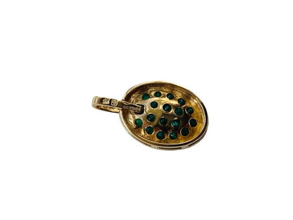 9ct Gold Emerald & Diamond Pendant