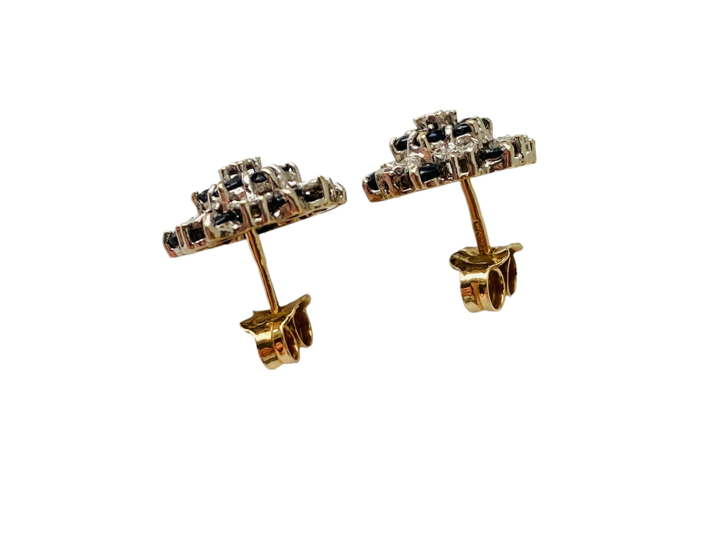 Vintage 9ct Gold Sapphire & Diamond Earrings