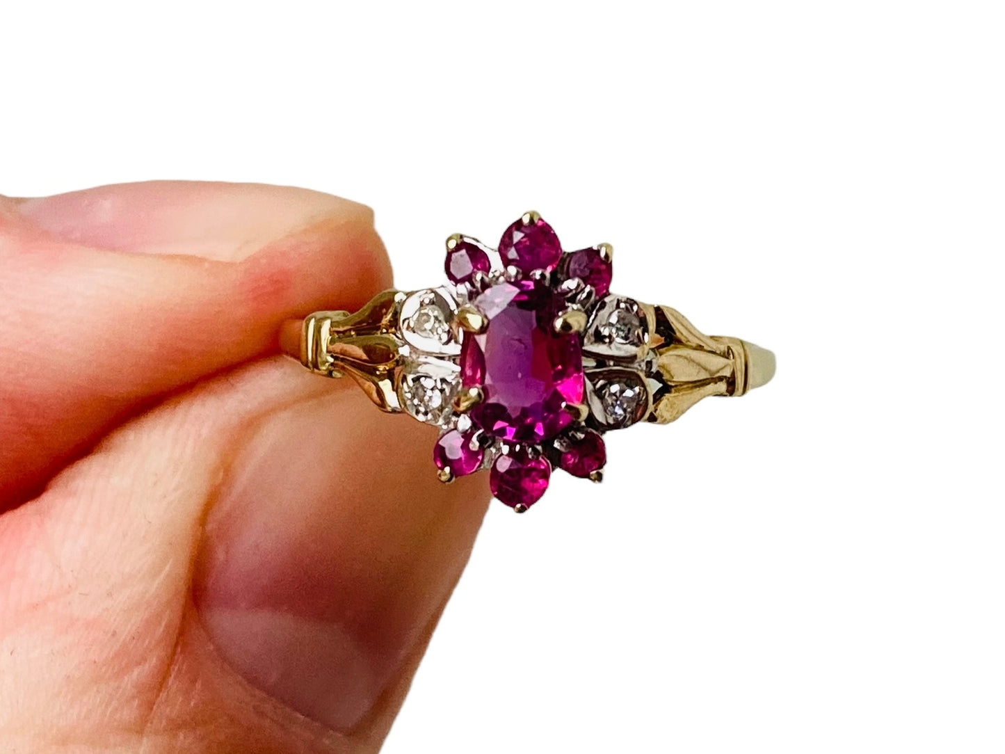 Vintage 9ct Gold Ruby & Diamond Ring