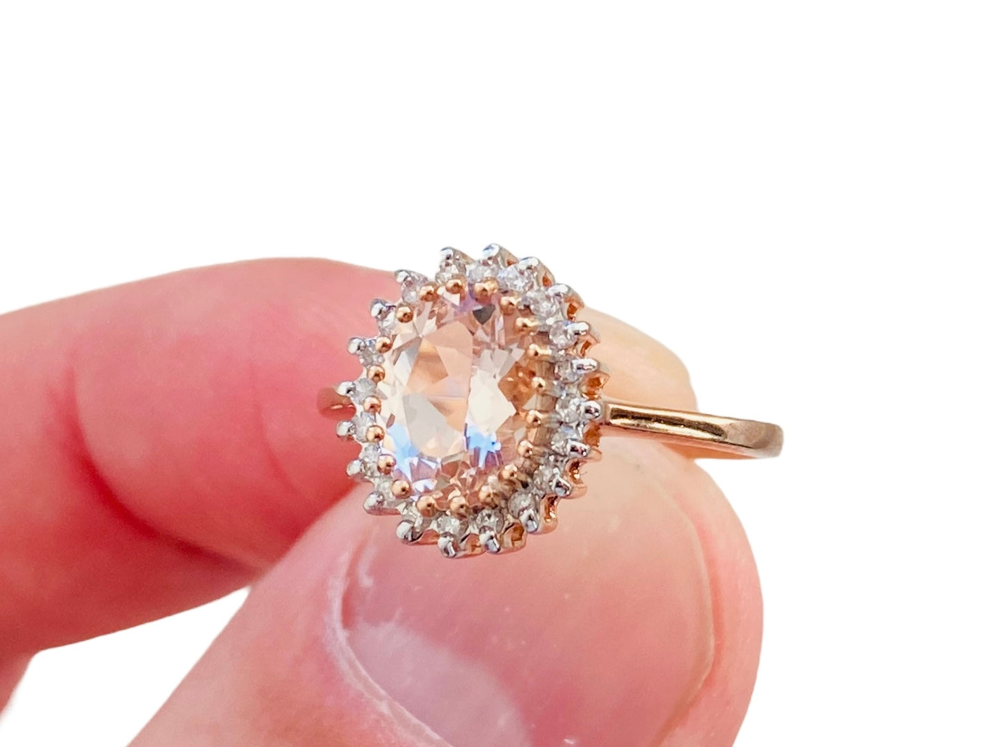 9ct Gold Morganite & Diamond Ring