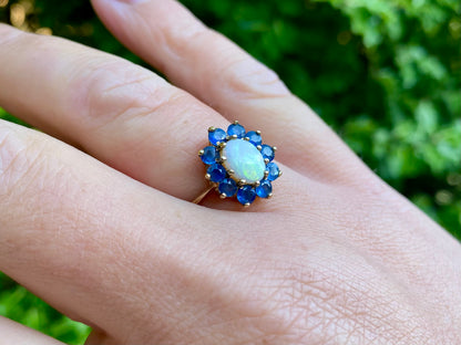 9ct Gold Opal & Sapphire Ring