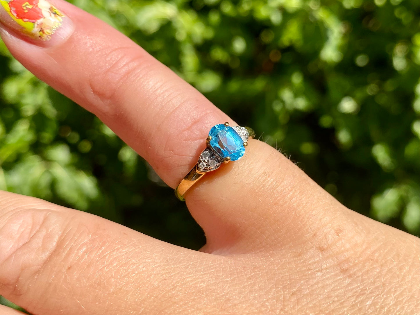 9ct Gold Topaz & Diamond Ring