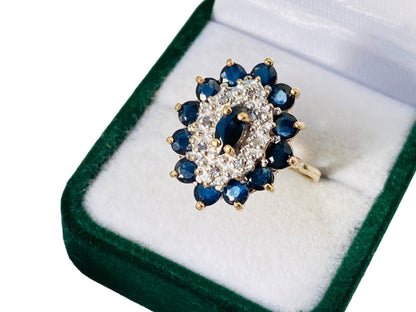 Vintage 9ct Gold Sapphire & Diamond Ring