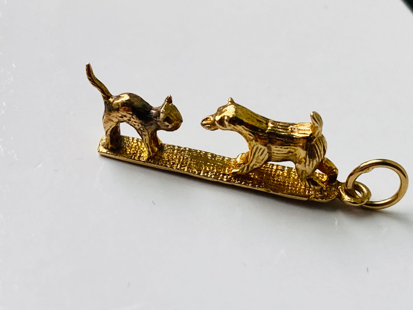 Vintage 9ct Gold Dog & Cat Pendant or Charm