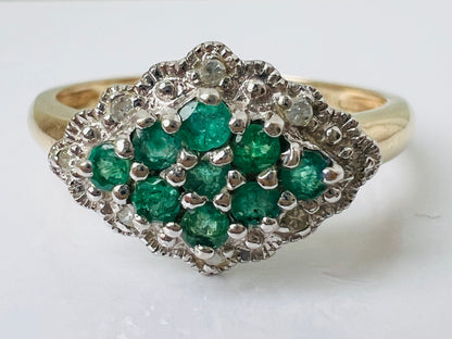9ct Gold Emerald & Diamond Ring