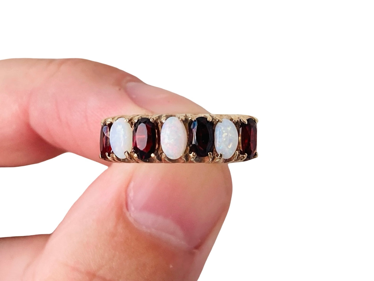 Vintage 9ct Gold Opal & Garnet Ring