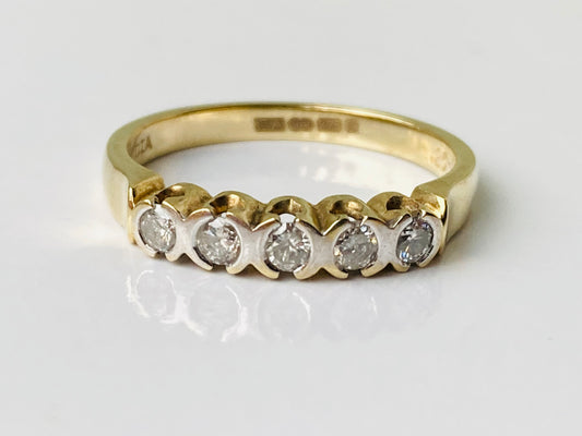 9ct Gold 0.25ct Diamond Five-Stone Ring