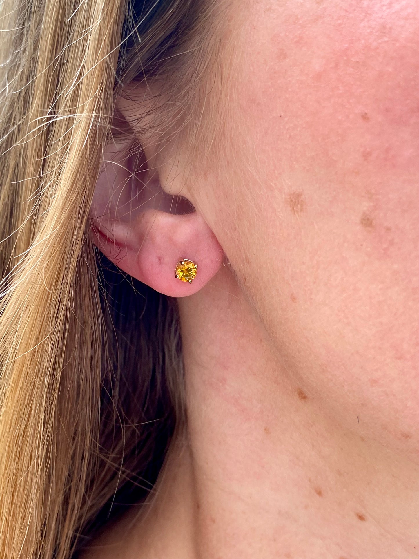 9ct Gold Orange Sapphire Earrings