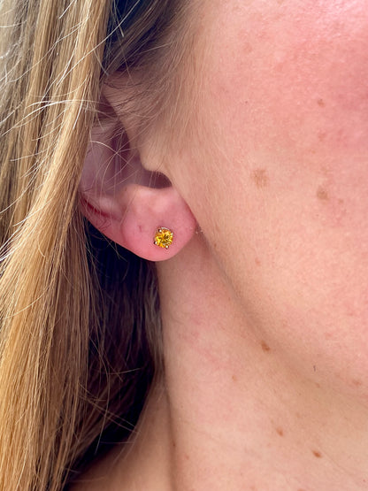 9ct Gold Orange Sapphire Earrings