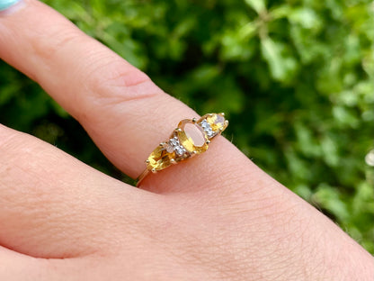 9ct Gold Citrine & Diamond Ring