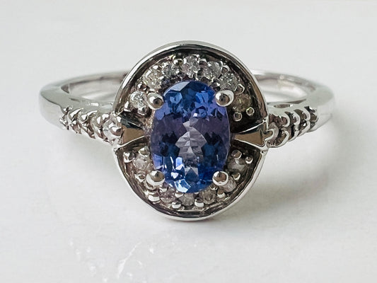 9ct Gold Tanzanite & Diamond Ring