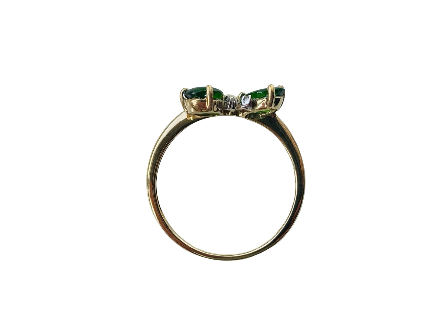 9ct Gold Diopside & Diamond Butterfly Ring