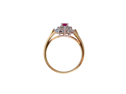Vintage 9ct Gold Ruby & Diamond Ring
