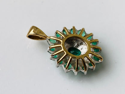 Vintage 9ct Gold Emerald & Diamond Pendant