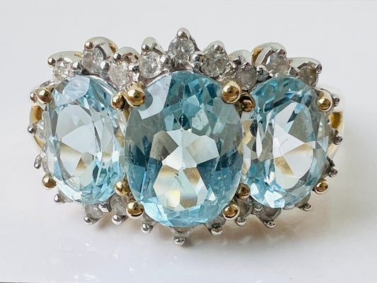 9ct Gold Topaz & Diamond Ring