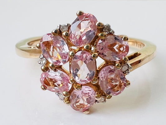 9ct Gold Pink Sapphire & Diamond Ring