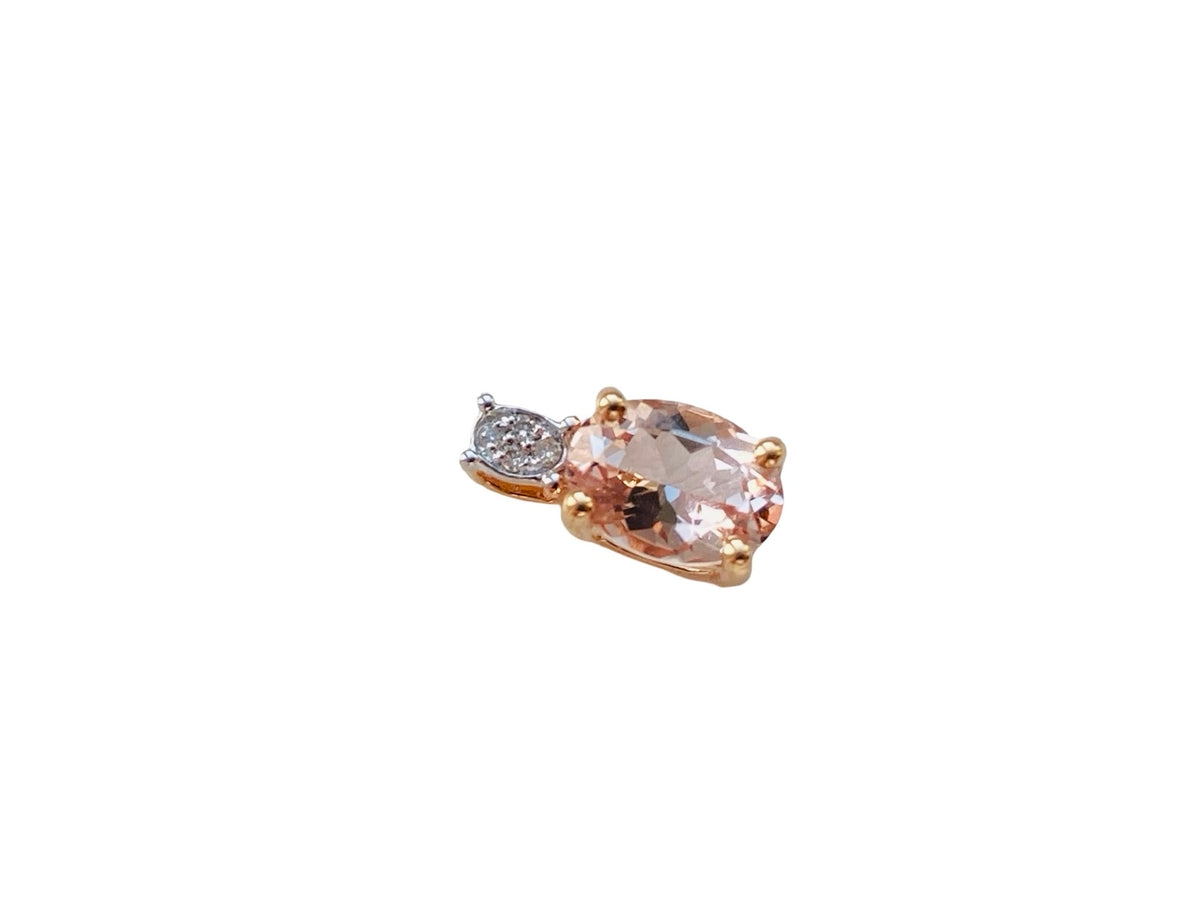 18ct Rose Gold Morganite & Diamond Pendant
