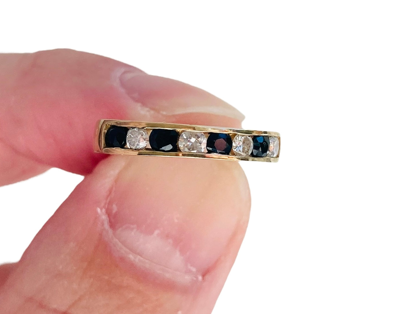 Vintage 9ct Gold Sapphire & Diamond Ring