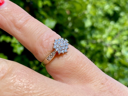 Vintage 9ct Gold Diamond Cluster Ring