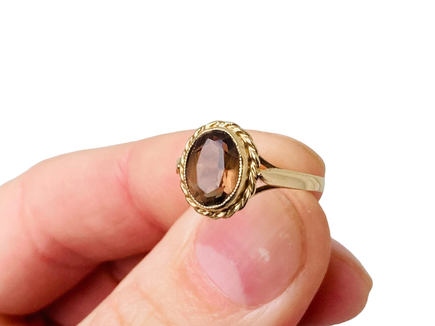 Vintage 9ct Gold Smoky Quartz Ring