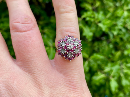 Vintage 9ct Gold Ruby & Diamond Ring